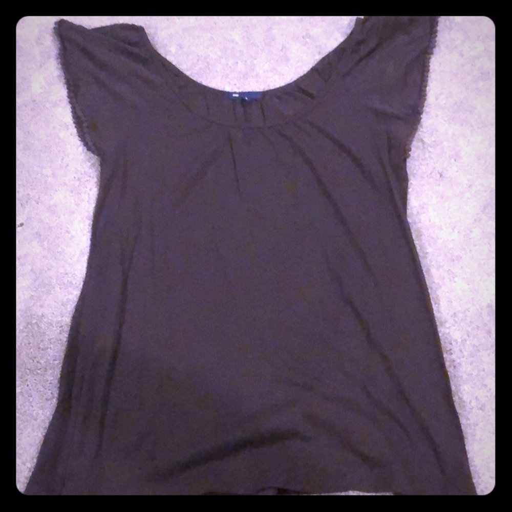 Brown decorative cap sleeve top